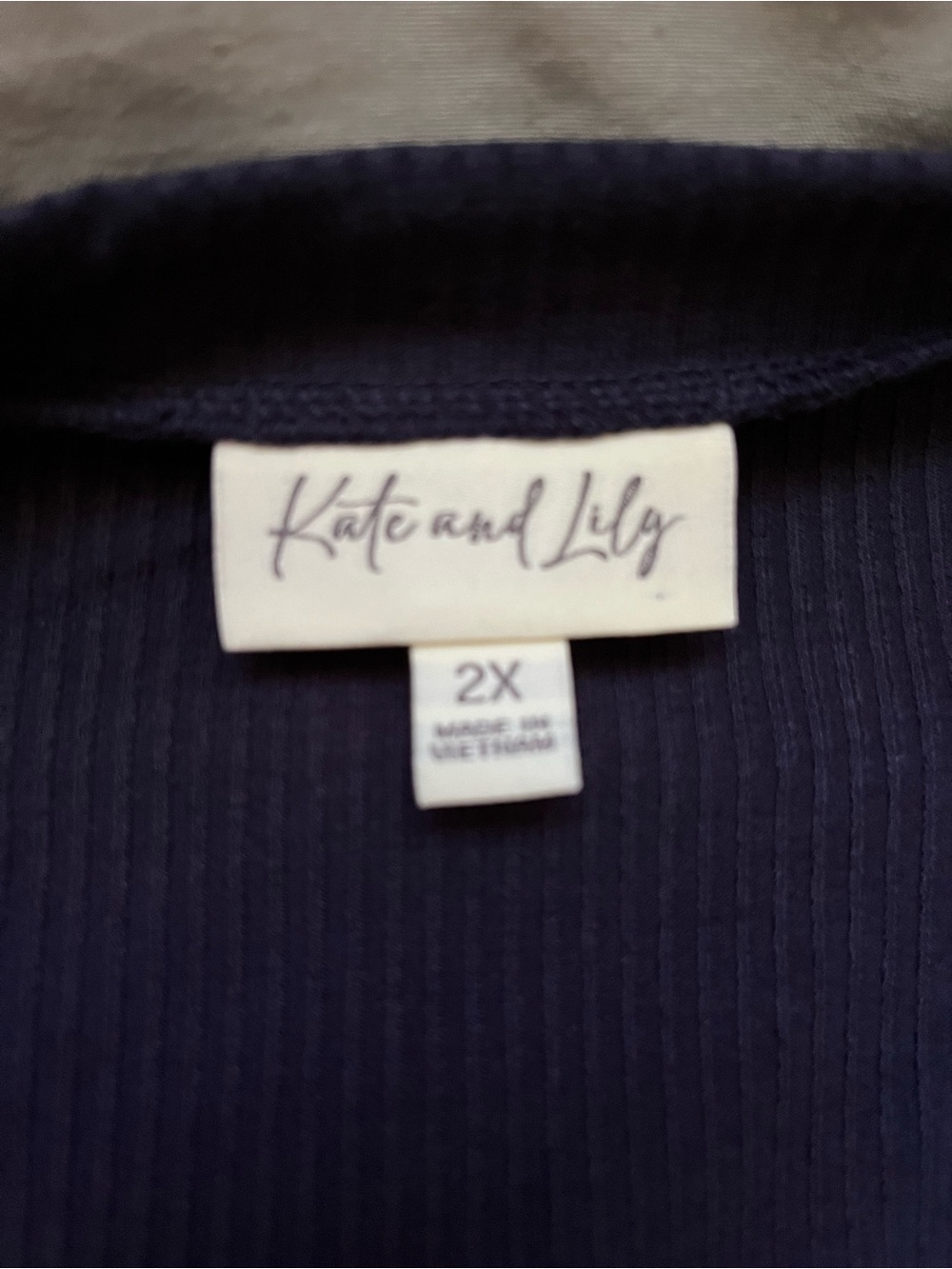 Kate and Lily Navy Ribbed Button-Up Top - Picture 2 of 3